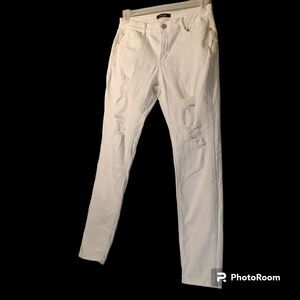 Refuge Distressed White Straight Leg Jeans 12